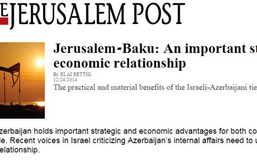 İsrailin “Jerusalem Post” qəzeti özünün və “Haaretz”  nəşrinin Azərbaycana qərəzli mövqeyini etiraf edib