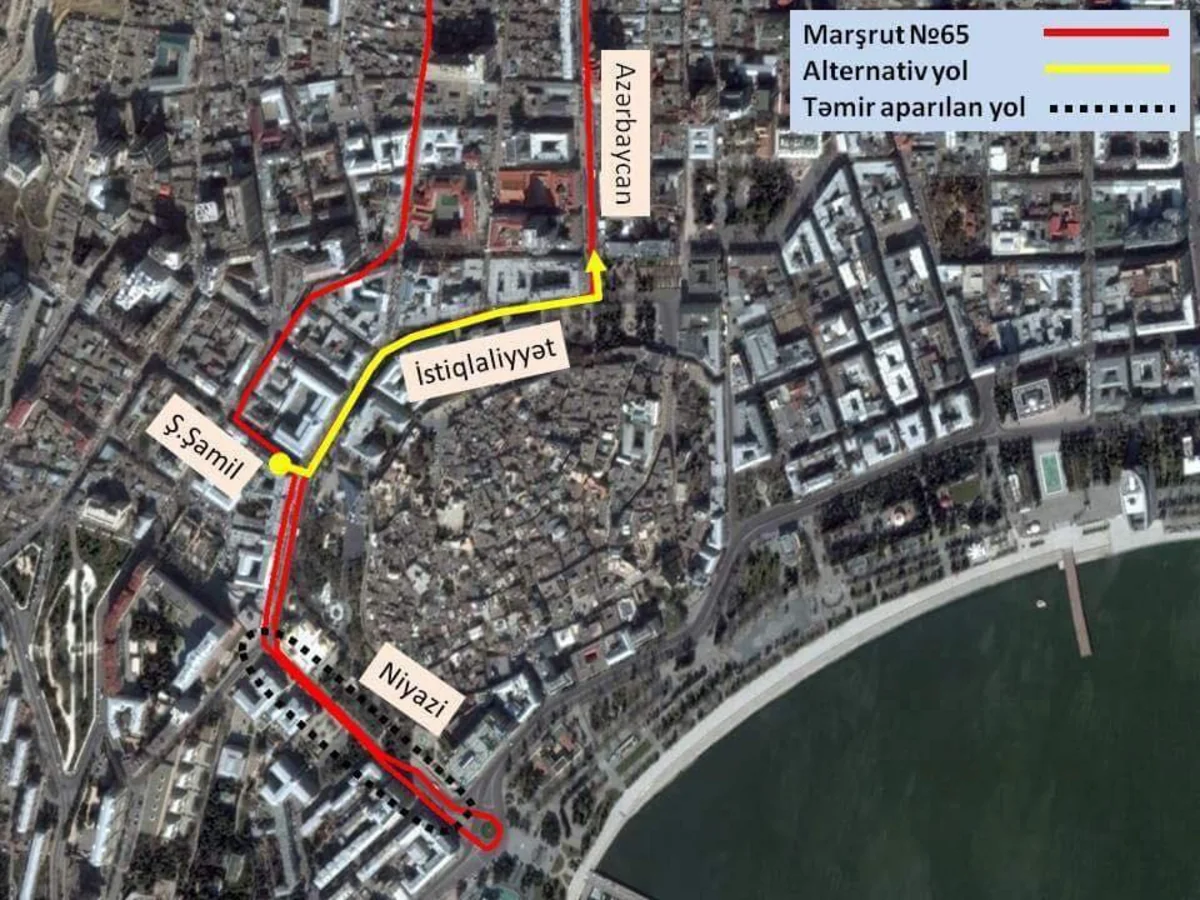 Bakıda iki marşrut xətti üzrə avtobusların yolu dəyişdirilib