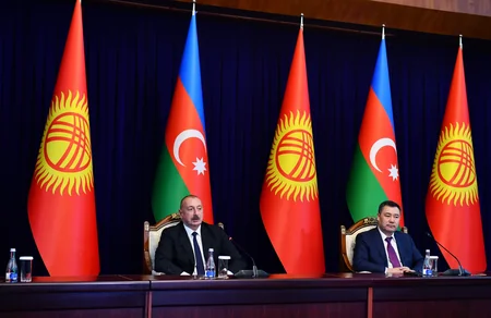 Presidents of Azerbaijan and Kyrgyzstan make statements for press