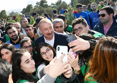 President Ilham Aliyev and first lady Mehriban Aliyeva attended tree-planting campaign in Khatai district, Baku