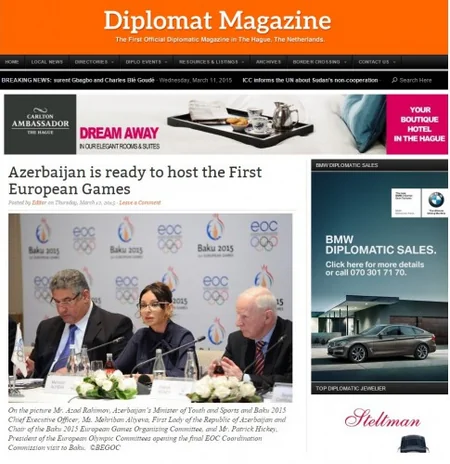 Niderland mətbuatında Bakı-2015 ilk Avropa Oyunları barədə məqalə dərc olunub