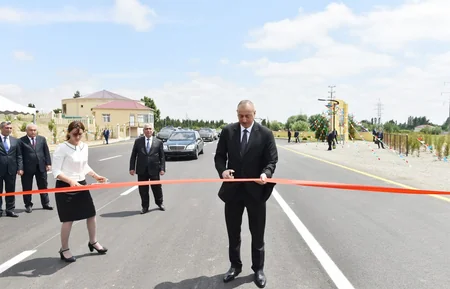 Azərbaycan Prezidenti Cocuq Mərcanlı kənd yolunun açılışında iştirak edib