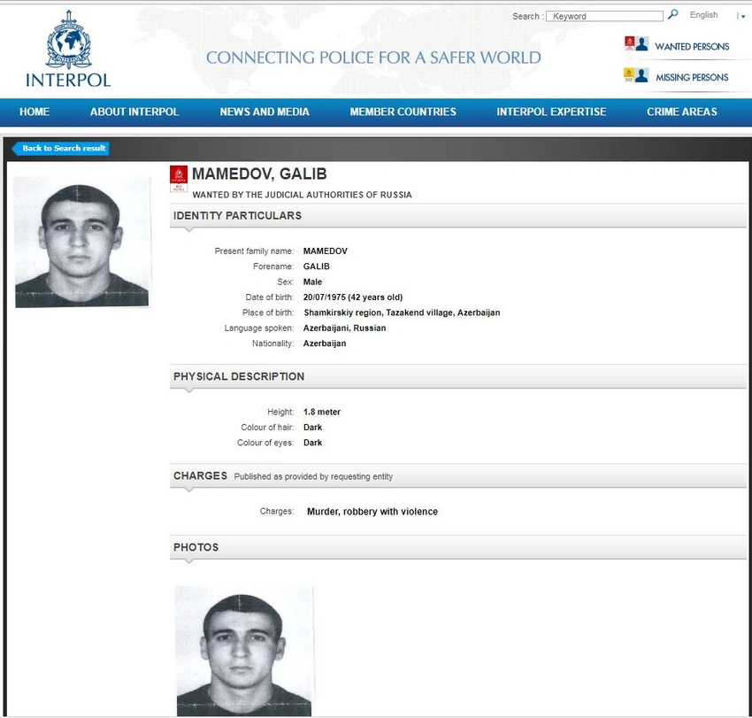 Rusiya azərbaycanlını “İnterpol” xətti ilə beynəlxalq axtarışa verib