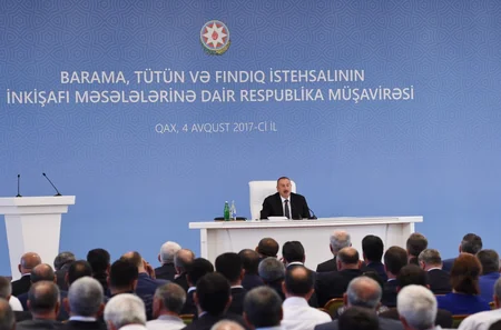 President chairs republican conference on development of sericulture, tobacco and hazelnut production in Gakh - UPDATED
