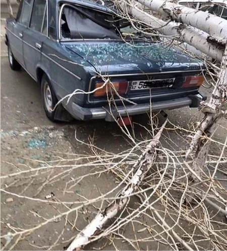 Bakıda güclü külək bir sıra fəsadlar törədib, dağıntılar var - FOTO