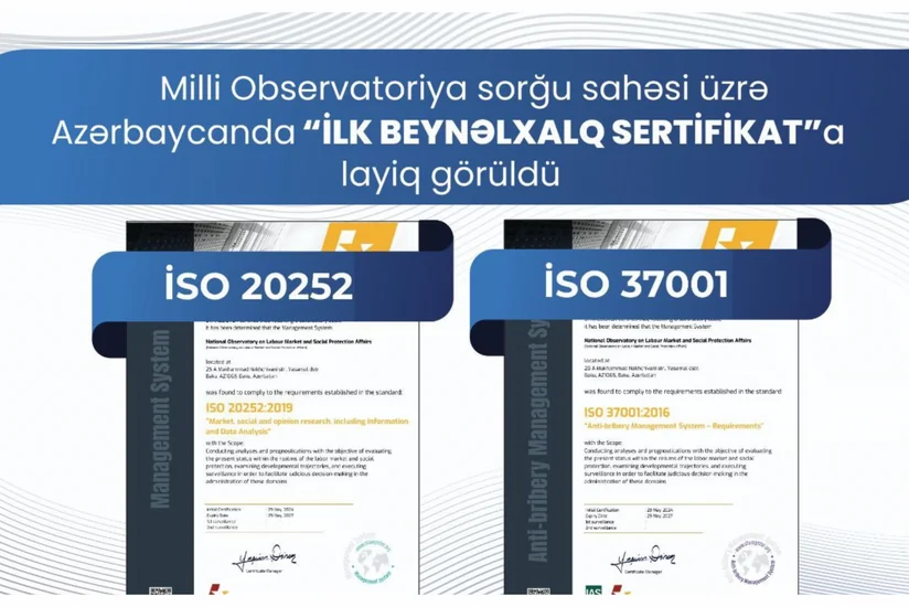 Milli Observatoriyaya daha iki İSO beynəlxalq sertifikatı təqdim edilib