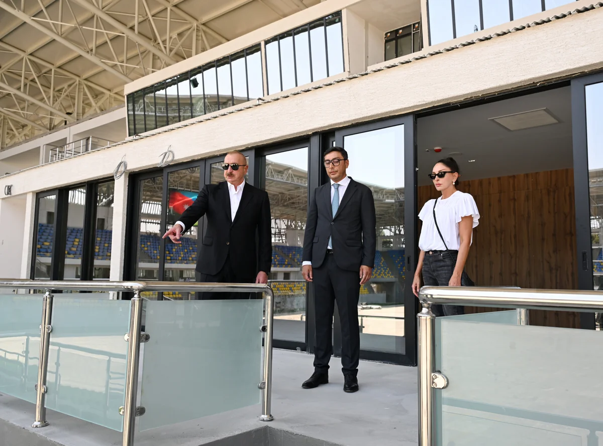 President and First Lady review construction progress at Ganja city stadium