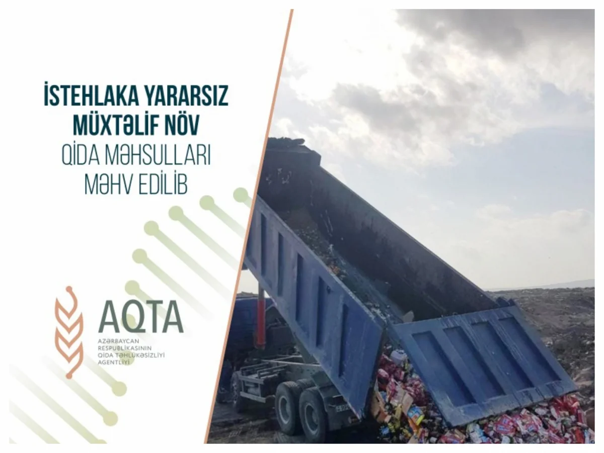 AQTA: İstehlaka yararsız müxtəlif növ qida məhsulları məhv edilib