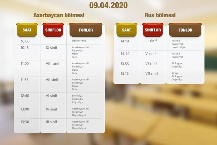 Sabahın dərs cədvəli açıqlandı