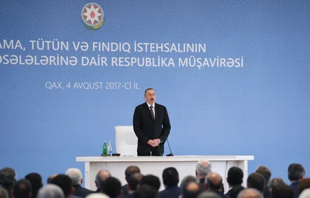 President chairs republican conference on development of sericulture, tobacco and hazelnut production in Gakh - UPDATED