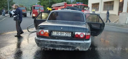 В Огузе загорелся легковой автомобиль