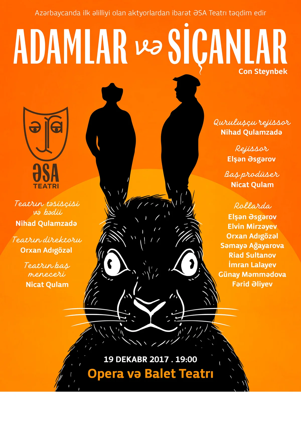 ƏSA Teatrında “Adamlar və siçanlar” tamaşasının premyerası keçiriləcək