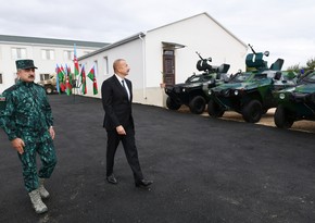 Верховный главнокомандующий ознакомился с воинской частью ГПС в Зангилане