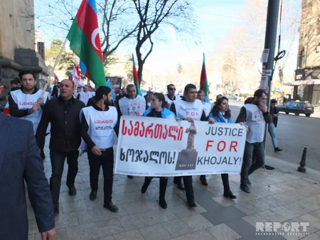 Tbilisidə Xocalıya ədalət şüarı ilə aksiya keçirilib - FOTO