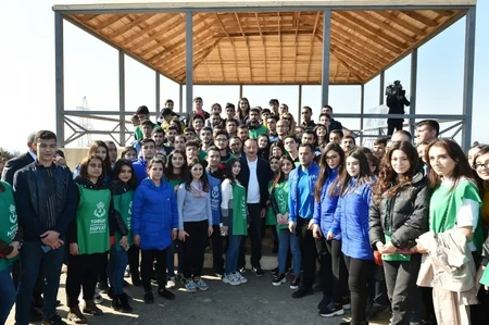 President Ilham Aliyev and first lady Mehriban Aliyeva attended tree-planting campaign in Khatai district, Baku