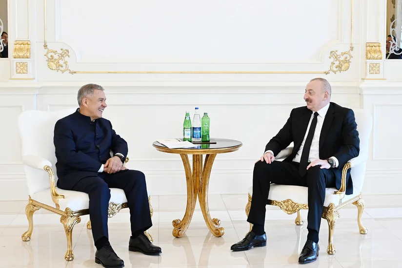 Президент Ильхам Алиев встретился с Рустамом Миннихановым