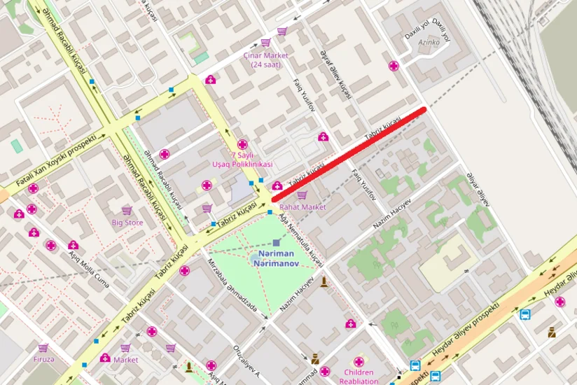 Bakının Təbriz küçəsində hərəkət məhdudlaşdırılır - XƏRİTƏ