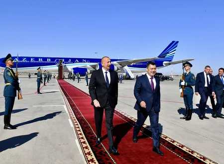 Prezident İlham Əliyevin Qırğız Respublikasına dövlət səfəri başlayıb