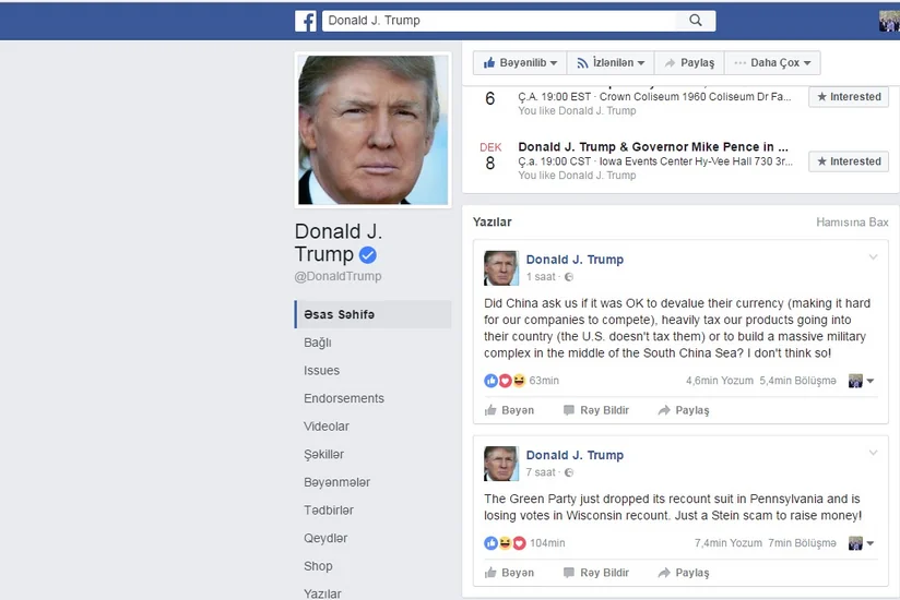 Donald Tramp Çinin iqtisadi siyasətini tənqid edib