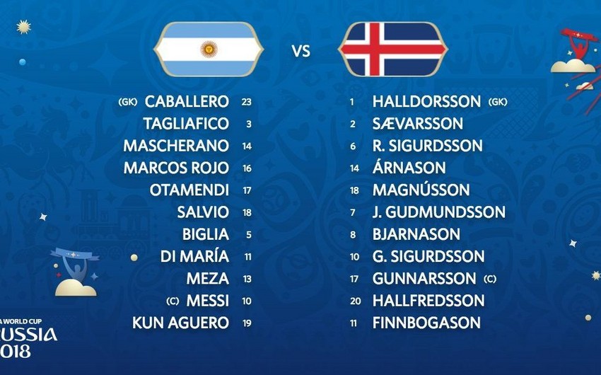 DÇ-2018: Argentina və İslandiyanın start heyətləri məlum olub