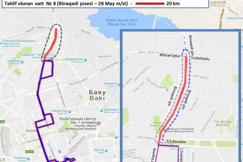 Bakıda 8 nömrəli marşrut xəttinin son dayanacağı dəyişdirilib