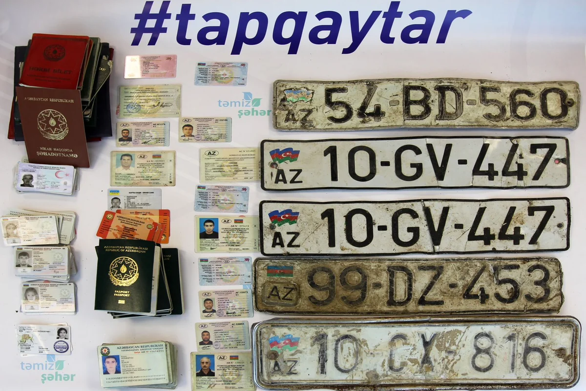 Tullantıların içərisindən tapılan sənədlər və avtomobil nömrələri polisə təhvil verilib