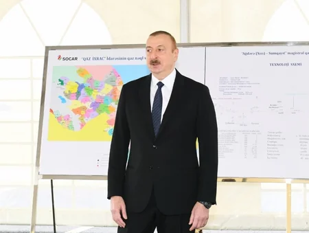 Ильхам Алиев принял участие в открытии магистрального газопровода - ОБНОВЛЕНО