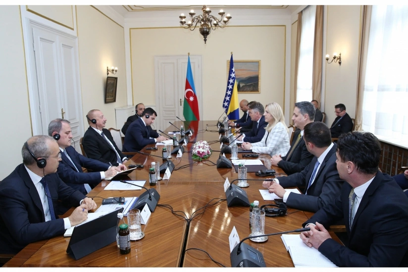 Ilham Aliyev holds expanded meeting with Chairwoman and members of Presidency of Bosnia and Herzegovina in Sarajevo