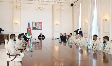 President Ilham Aliyev receives Azerbaijani athletes who won medals at Paris Summer Olympic Games and their coaches - UPDATED