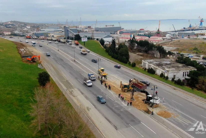 Bakının 8 Noyabr prospektinin bir hissəsi təmir olunur