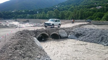 Şəkidə sel suları nəticəsində sıradan çıxan yol bərpa olunub - FOTO