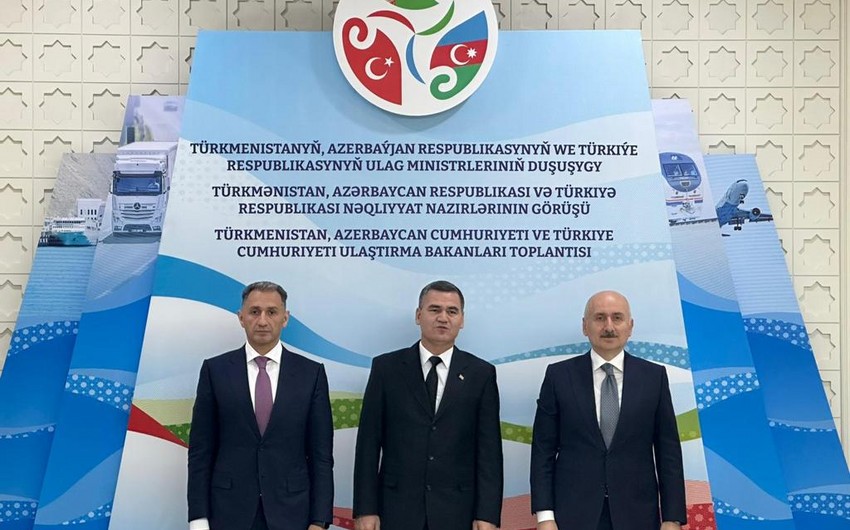Türkmənistan, Azərbaycan və Türkiyə nəqliyyat nazirlərinin görüşü olub