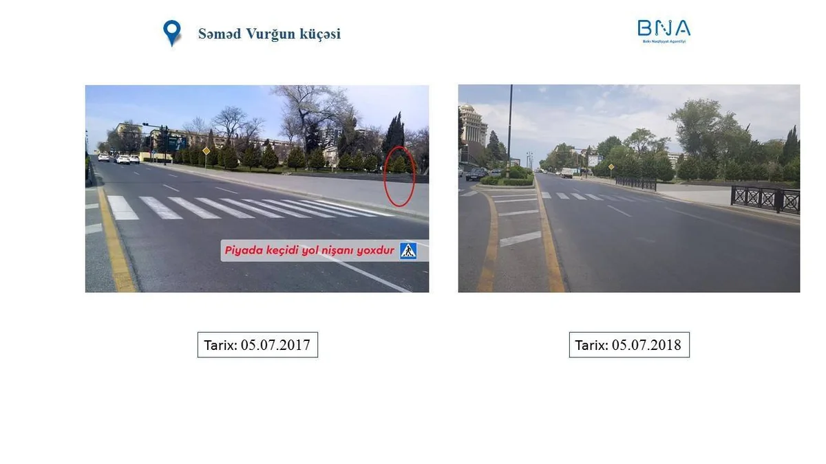 Bakının bəzi ərazilərindəki piyada keçidlərində çatışmazlıqlar aradan qaldırılıb
