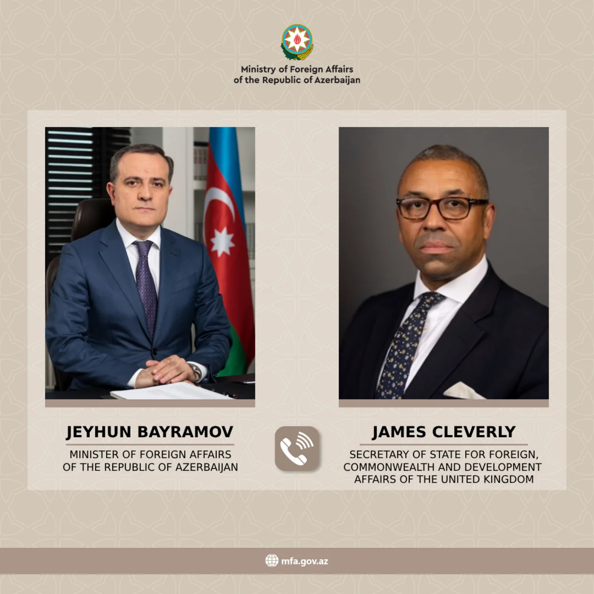 Ceyhun Bayramov bölgədəki mövcud vəziyyət barədə britaniyalı həmkarını məlumatlandırıb