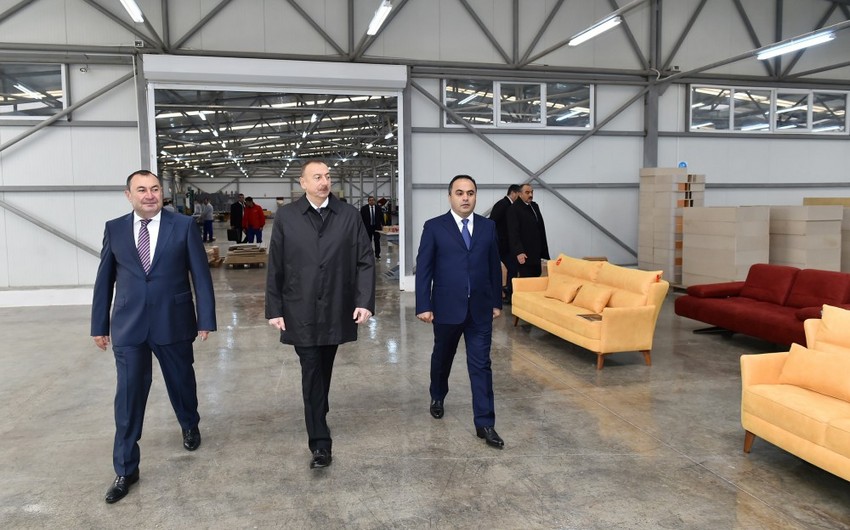 Prezident İlham Əliyev Ağstafada “Modern” mebel fabrikinin açılışında iştirak edib