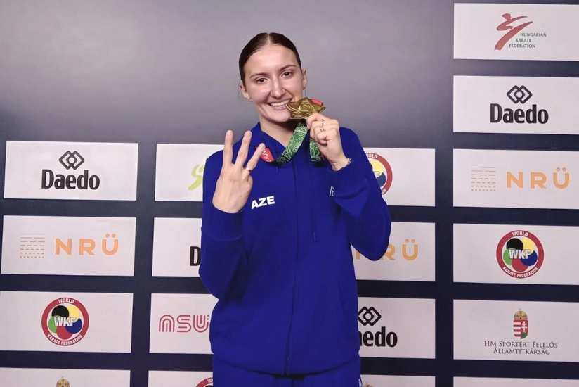 Azerbaijan’s female karateka becomes three-time world karate champion
