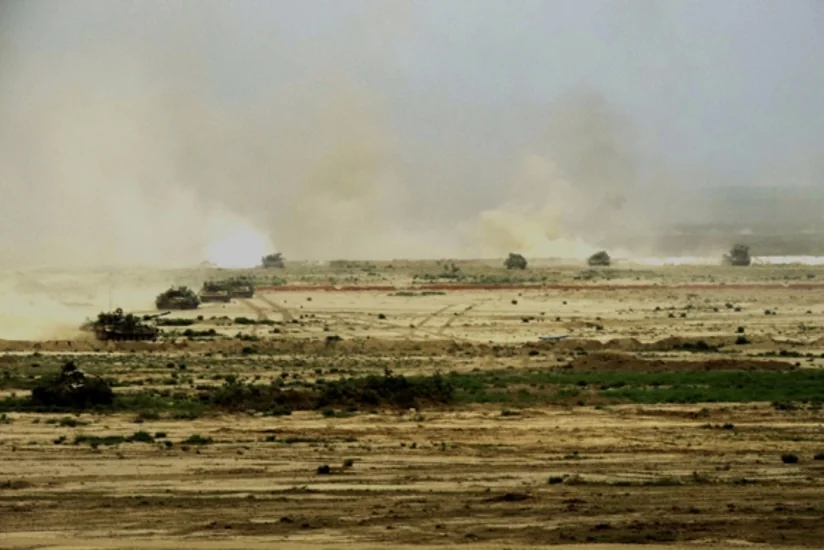 Armored vehicles battle shooting exercises started in frontline zone