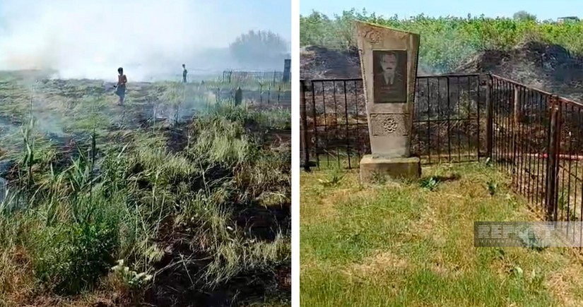 Salyanda qəbiristanlıq yanıb