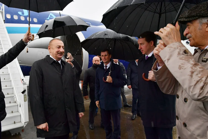 President Ilham Aliyev arrived in Sochi, Russia for working visit