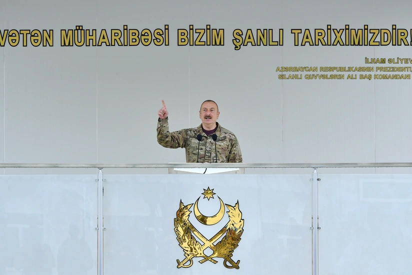 Ilham Aliyev attends opening of military unit in Kalbajar