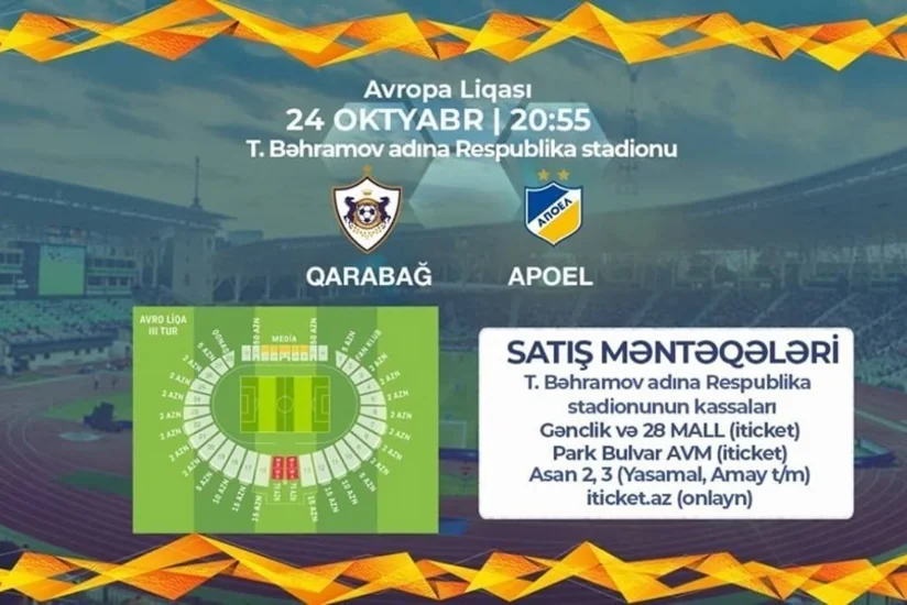 Qarabağ - APOEL oyununun biletləri sabah satışa çıxarılacaq