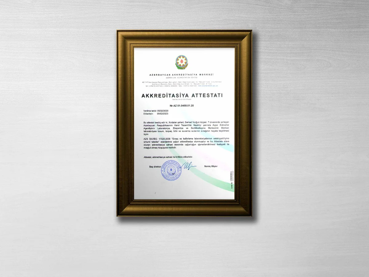 Aqrar Xidmətlər Agentliyinin laboratoriyası akkreditasiya edildi