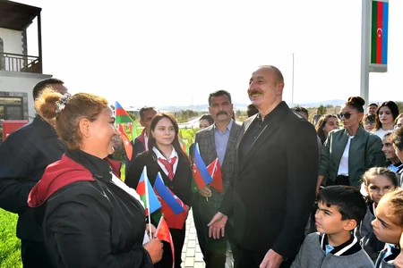 Ilham Aliyev, Mehriban Aliyeva meet with Aghali village residents