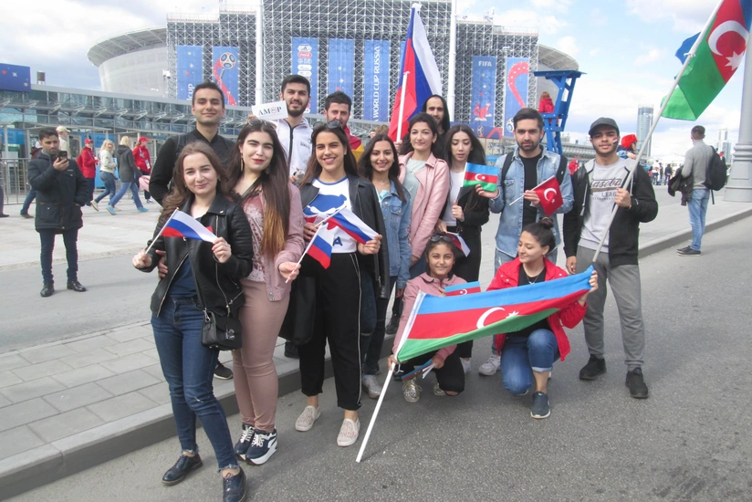 Азербайджанские болельщики приняли участие в матче Египет-Уругвай