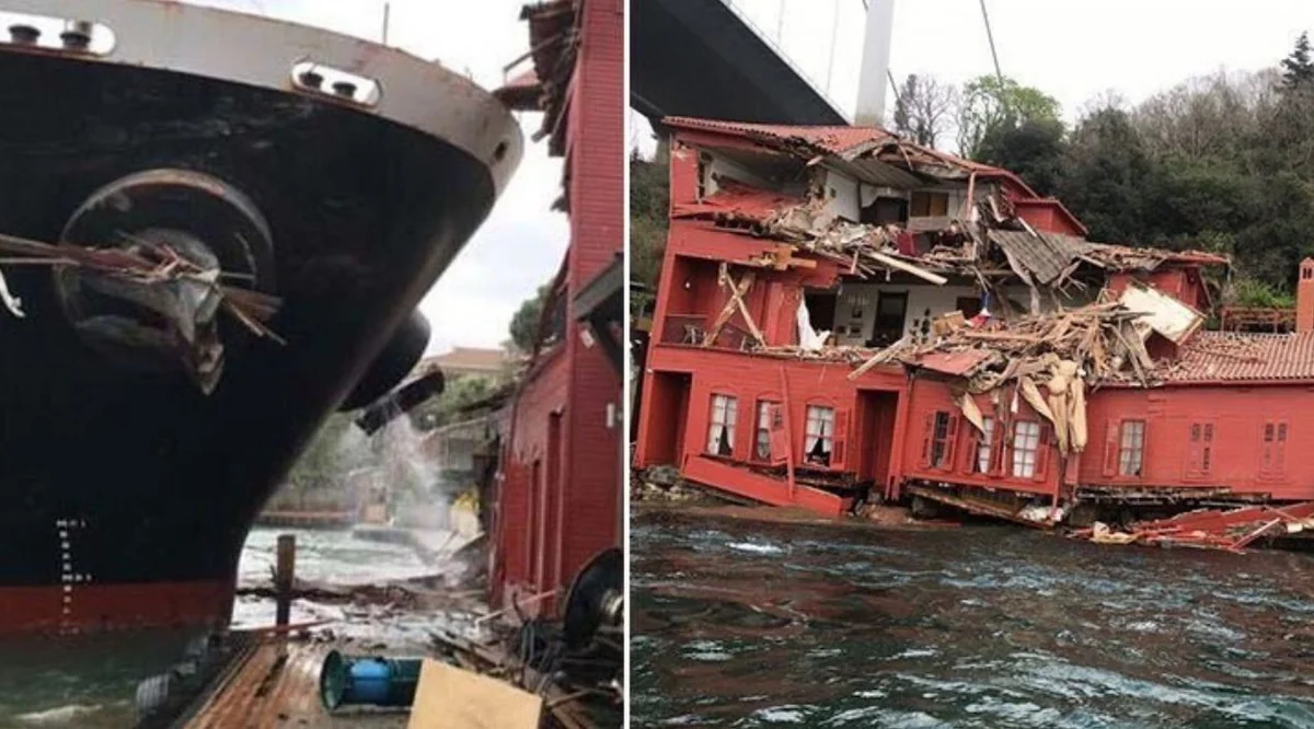 Танкер врезался в особняк в Стамбуле - ФОТО