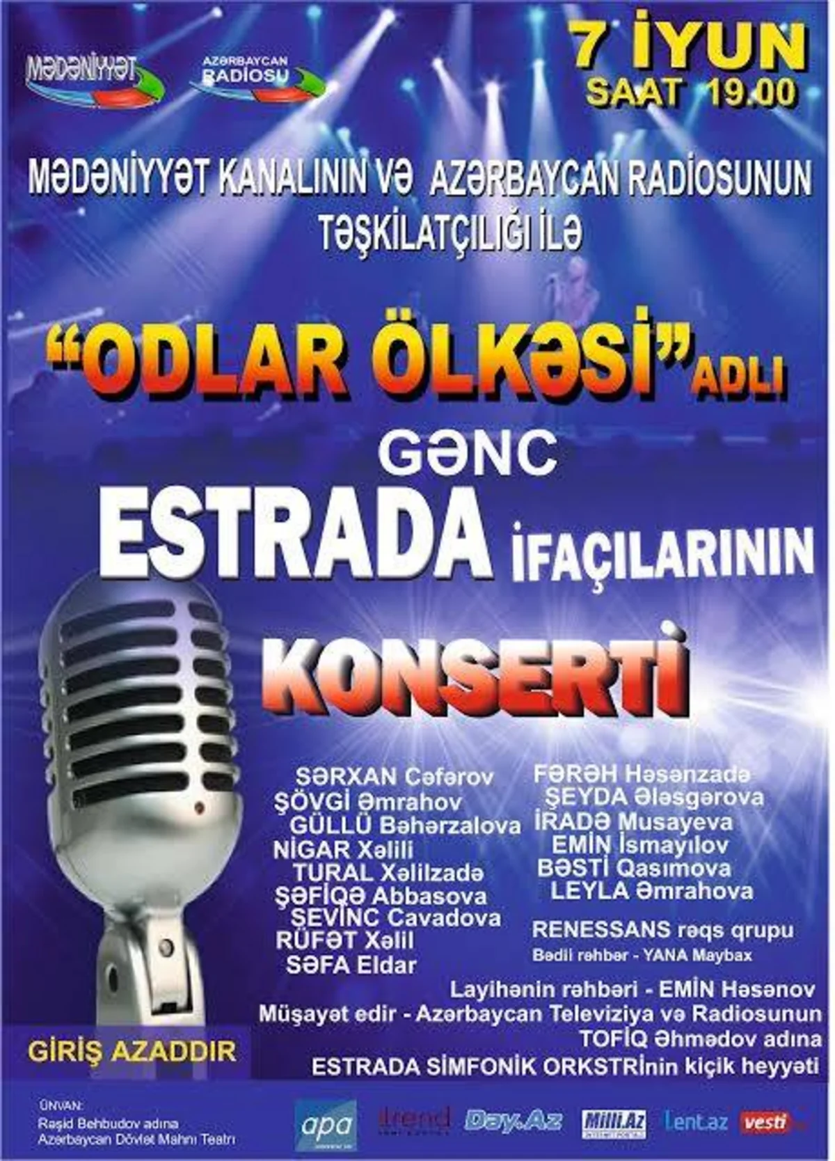 “Odlar ölkəsi” devizi ilə gənc estrada ifaçılarının konserti keçiriləcək