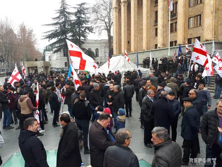 С совместной акции протеста азербайджанцев и грузин против установления бюста армянскому террористу - ФОТОРЕПОРТАЖ