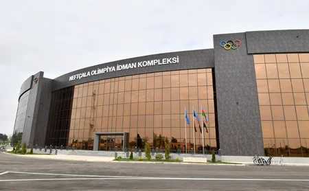Ilham Aliyev and Mehriban Aliyeva attend inauguration of Neftchala Olympic Sports Complex
