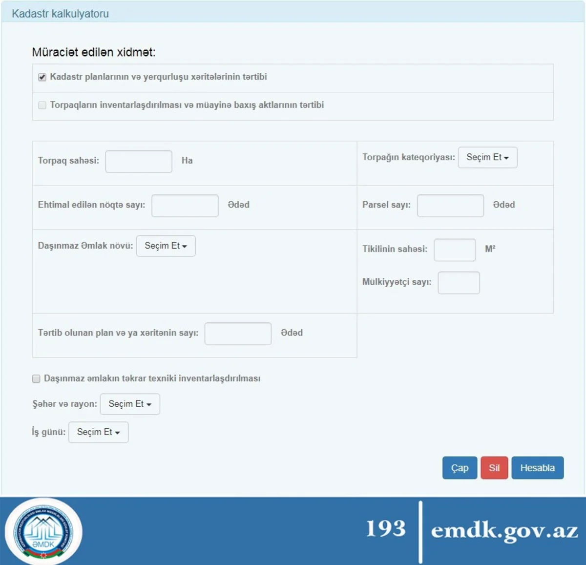 Azərbaycanda “Kadastr kalkulyatoru” yaradılıb