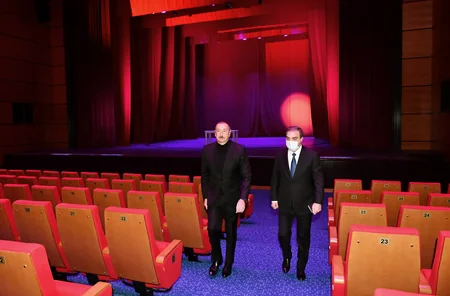 Ilham Aliyev attends inauguration of new building of Ganja State Drama Theater